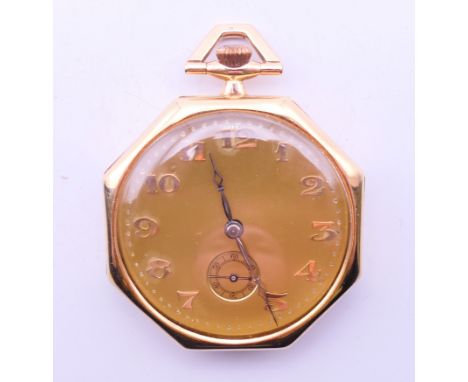 A 14 K gold pocket watch. 4 cm wide. 47.7 grammes total weight.