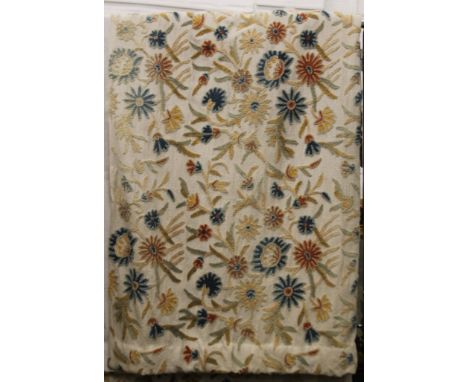 A pair of crewel work curtains. Length 144 x 124 cm.