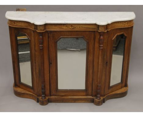 A Victorian walnut marble-topped chiffonier. 121 cm wide.