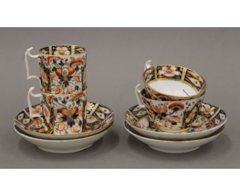 A quantity of Royal Crown Derby porcelain teawares comprising two coffee cans, two teacups and four saucers. The teacups 5.5 