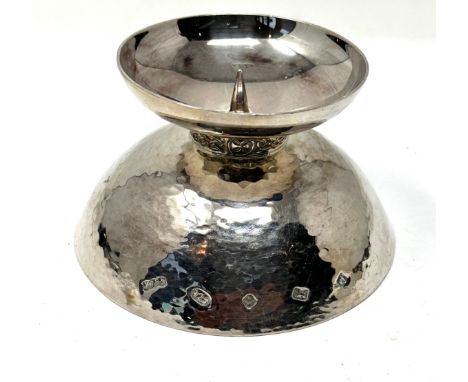 Vintage silver bowl celtic design candlestick measures approx 10cm dia makers james dixon &amp; son weight 162g