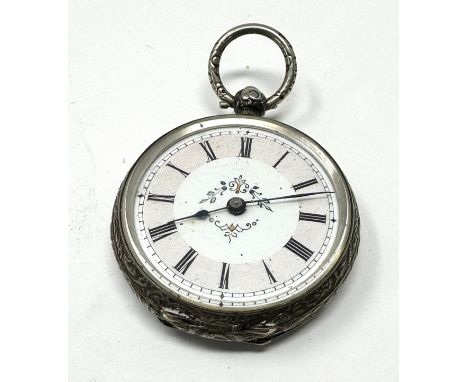 Antique silver fob watch the watch is ticking 