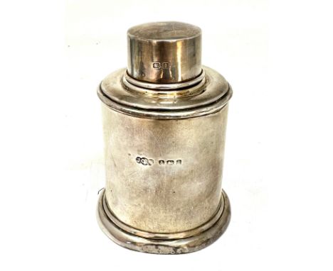 Vintage silver tea caddy measures approx height 10cm weight 93g