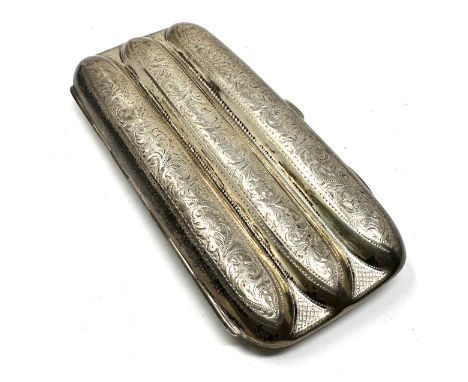 Antique silver cigar case Birmingham silver hallmarks measures approx 13cm by 6.5cm