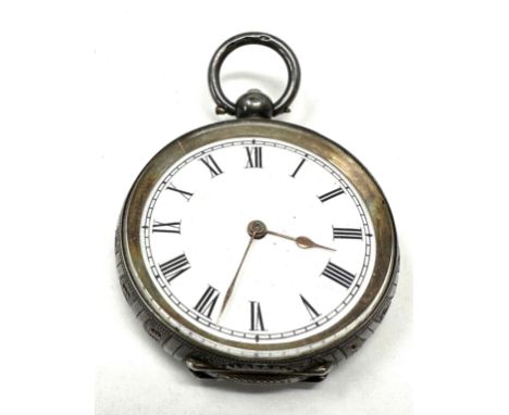 Antique silver fob watch the watch is ticking 