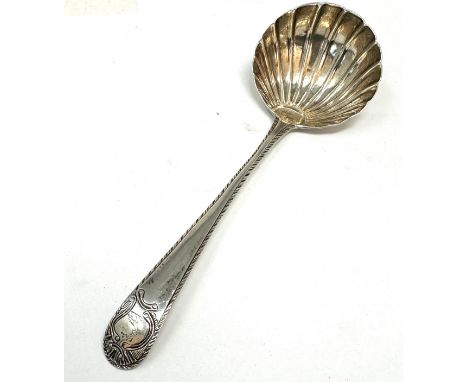 Antique Irish silver ladle spoon measures approx 17cm long