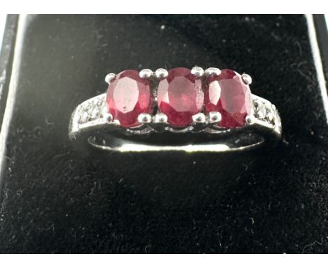 Gemporia Malagasy Ruby Ring with White Topaz in Sterling Silver 1.84cts with c.o.a