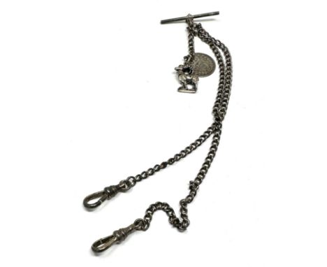 Vintage silver double albert watch chain weight 16g