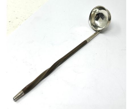 Antique victorian silver &amp;  twisted horn handle ladle measures approx 19.5cm long