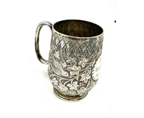 Victorian silver christening mug london silver hallmarks later inscribed weight 128g