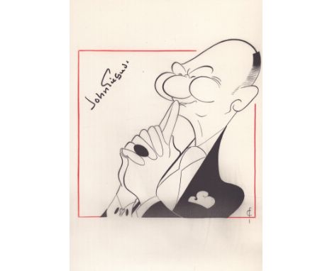 Sir John Gielgud signed Caricature 6x4 inch card. Good condition. All autographs come with a Certificate of Authenticity. We 