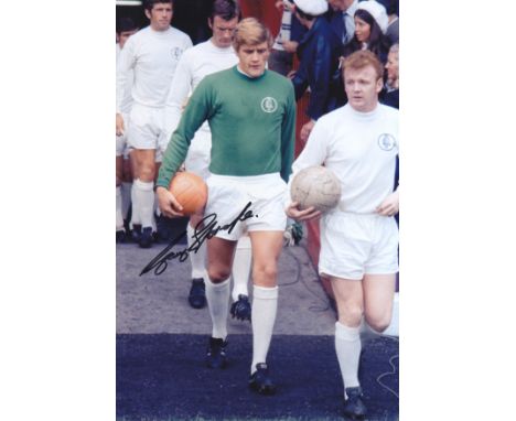 Autographed GARY SPRAKE 12 x 8 photo : Col, depicting Leeds United captain Billy Bremner leading his side out onto the field 