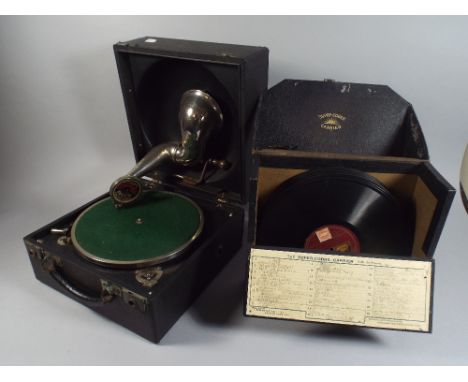 A Decca Table Top Wind Up Gramophone and Collection of Records. 