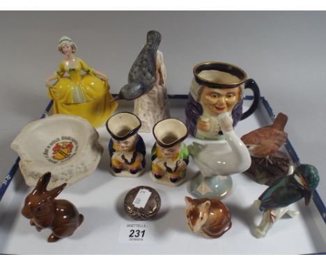 A Collection of Ceramics to Include Poole Mouse, Goebels Birds, Goss Model Font Etc. 