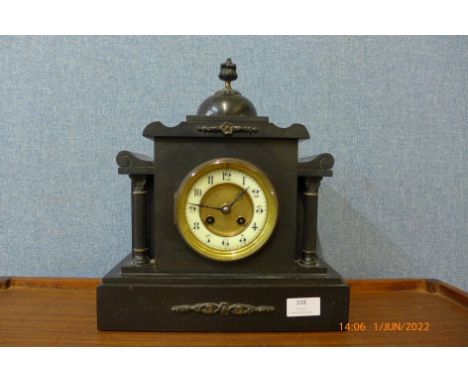 A 19th Century Belge Noir marble and slate mantel clock 