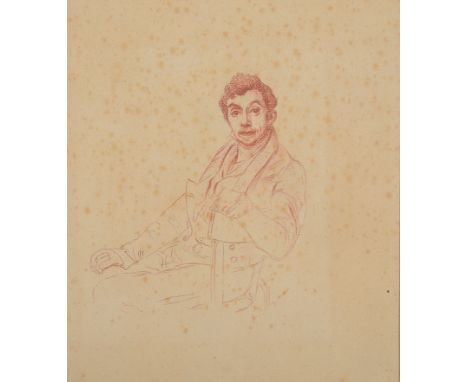 French School (19th century):Portrait study of a seated gentleman, red chalk, H 26 x W 23 cm.  Provenance: The Collection of 