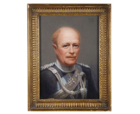 Donald Wood (British, 1889-1953):Portrait of a military gentleman, coloured chalks, signed upper right & dated 1939, H 48 x W