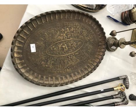 An Indo-Persian tray with traditional hunting scene decoration