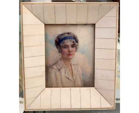 An early 20th century portrait miniature of a lady; together with a Cries of London print (2)