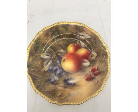 A Royal Worcester hand-painted fruit plate by R Lowe