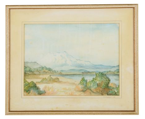 Travel School (19th/20th century): Mt. Ruapehui, New Zealand, watercolour, titled to mount, H 24 x W 32 cm; together with a 1