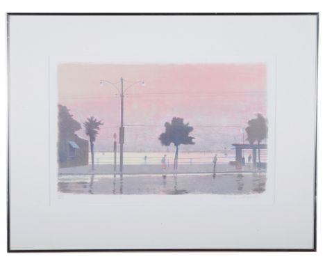 Derek Mynott (British, 1926-1994):Three colour lithographs, Venice from the Lido, hand-signed in pencil & numbered XIX/XXX, i