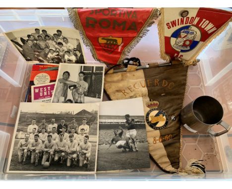 A quantity of memorabilia relating to the football career of John Smith to inc photographs, pennants, programmes, etc.  Prove