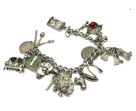vintage silver charm bracelet weight 49g
