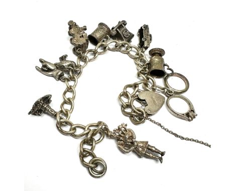 Vintage silver charm bracelet weight 45g