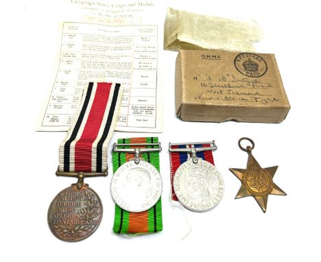 Boxed ww2 medal group inc special constable medal to theodore Mcintire