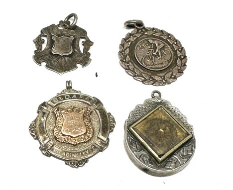 4 antique / vintage  silver fobs includes compass fob