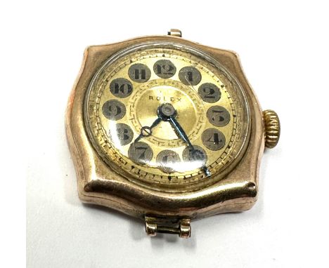 Ladies 9ct gold ladies rolex wristwatch case measures approx 25cm dia missing 1 side of one lug   the bance will spin but not