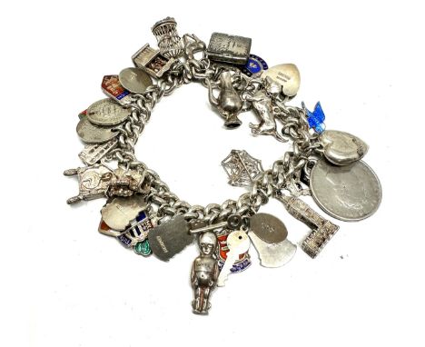 Heavy vintage silver charm bracelet weight 88g