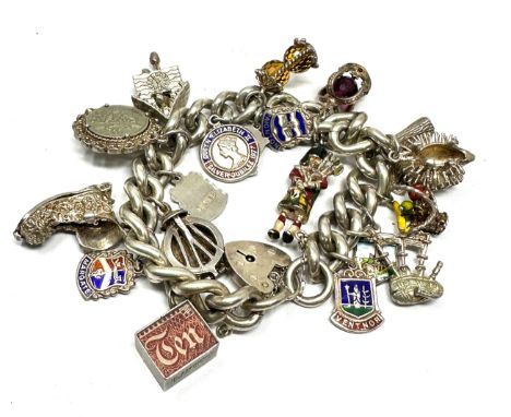 Vintage heavy silver charm bracelet inc opening charms weight 112g