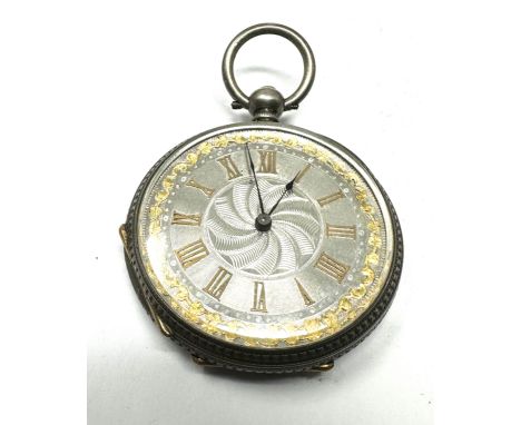 Antique silver dial open face fob watch the watch is ticking 