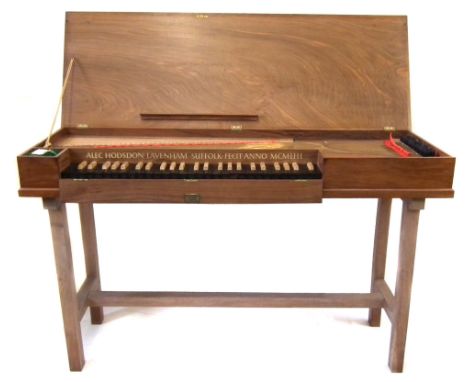 Modern unfretted Clavichord by Alec Hodsdon 1953, at A:425 with walnut case and separate stand, 119cm long&nbsp;