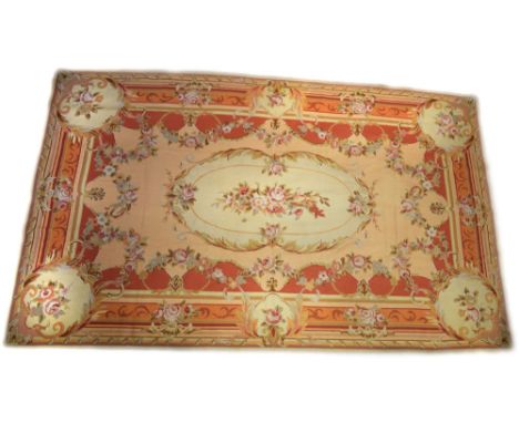 A 20th century tapestry with floral gulls forming a bower round central rose motif 240 x 143cm. Condition reports are not ava