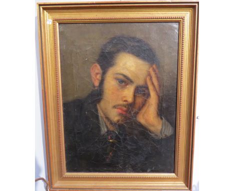 A 19th Century portrait depicting Howard Hudson, oil on canvas, details verso, 43cm x 31cm 