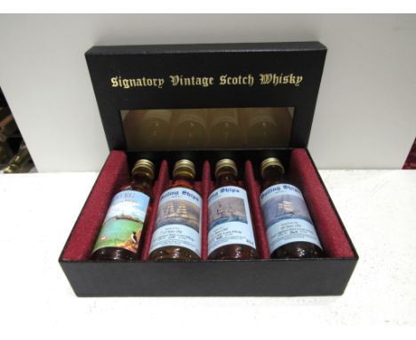 Signatory Vintage Scotch Whisky gift set 4 x 5cl, Benveg, Sailing Ships Series 1 Bencleuch 15 year old Single Highland 658/12