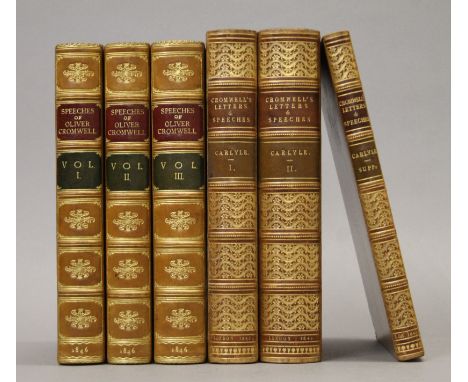 Carlyle (Thomas), Oliver Cromwell's Letters and Speeches, first edition, 3 vols, finely bound in full brown calf, marbled edg
