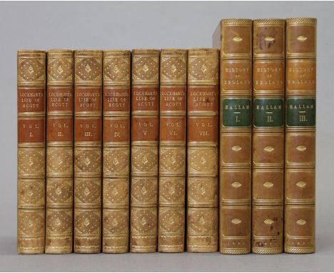 Lockhart (John Gibson), Memoirs of the Life of Sir Walter Scott, Bart., first edition, 7 vols, full brown calf, decorated in 