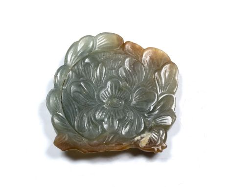 Carved jade buckle Chinese, 19th Century in the form of a lotus flower 7.5cm