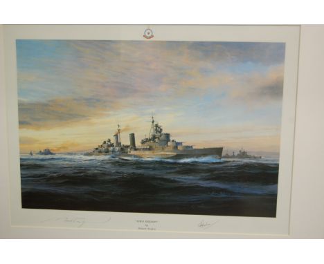 Robert Taylor - HMS Belfast, reproduction lithograph, signed in pencil to the margin to the margin 