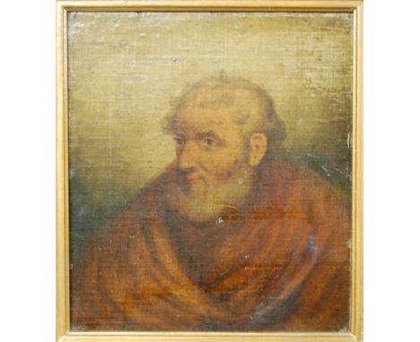 19th century continental school - half length portrait of a bearded gentleman, oil on canvas, laid on board, 23.5x20.5cm