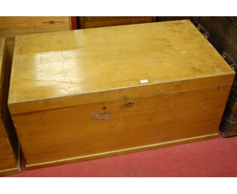 An early 20th century cedarwood hinge-top travelling trunk 