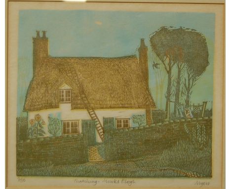 Myers - Thatching, Monks Eleigh, lithograph, signed, titled and numbered in pencil to the margin 3/50, 17.5x20.5cm; and Colin