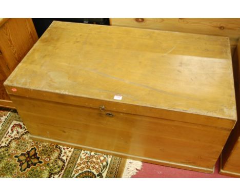 An early 20th century cedarwood hinge-top travelling trunk 