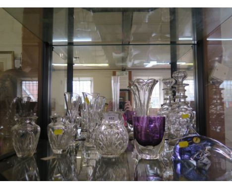 A pair of Waterford Glass spill vases, another pair of Waterford vases and another, a Swedish Sommerso vase, a Maltese glass 