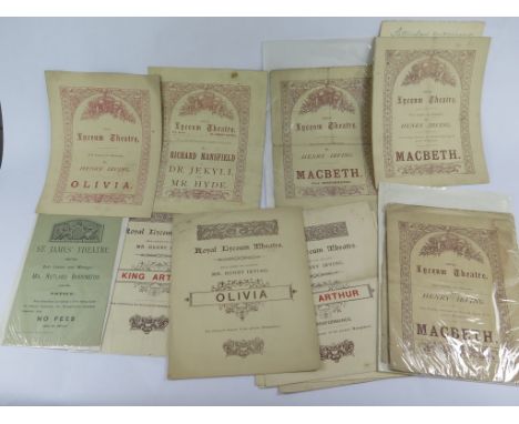 Theatre Programmes: Sixteen programmes for The Royal Lyceum Theatre, under the management of Henry Irving, including a first 