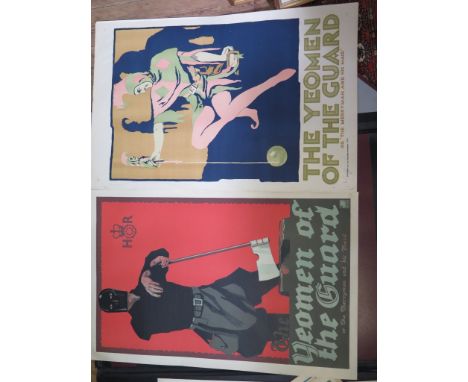 Gilbert & Sullivan: A 1920s theatre poster for The Yeomen of the Guard and another for a later production depicting a clown (